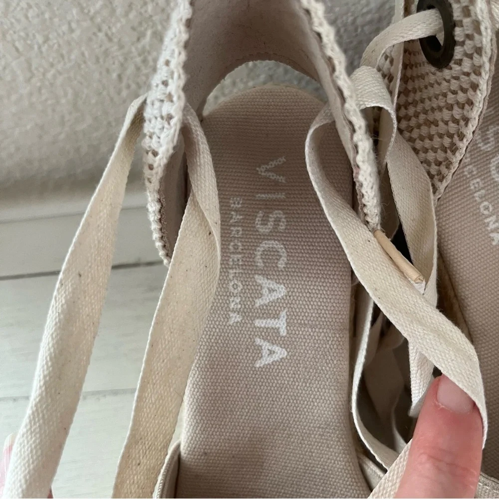 Viscata Barcelona Escala Canvas Espadrille Wedges Shoes Size 37 - Picture 5 of 11